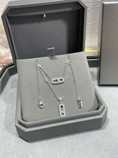 [Panda Jewelry]MOVE 2 ROW DIAMOND NECKLACE
