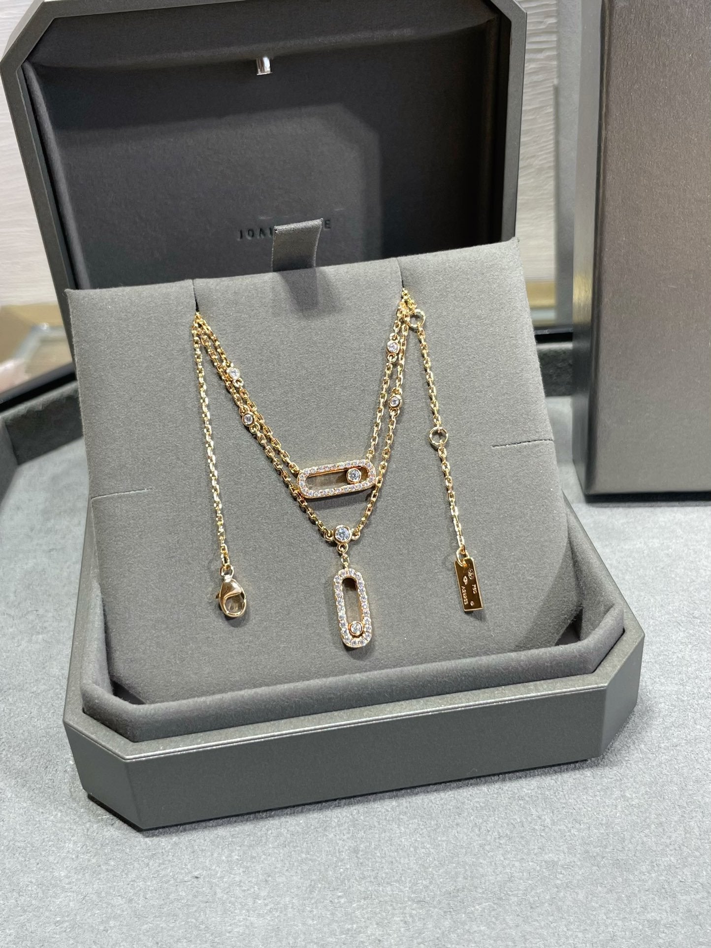 [Panda Jewelry]MOVE 2 ROW DIAMOND NECKLACE