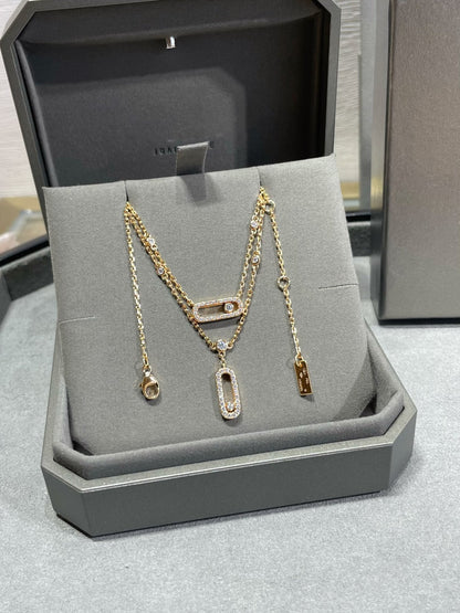 [Panda Jewelry]MOVE 2 ROW DIAMOND NECKLACE