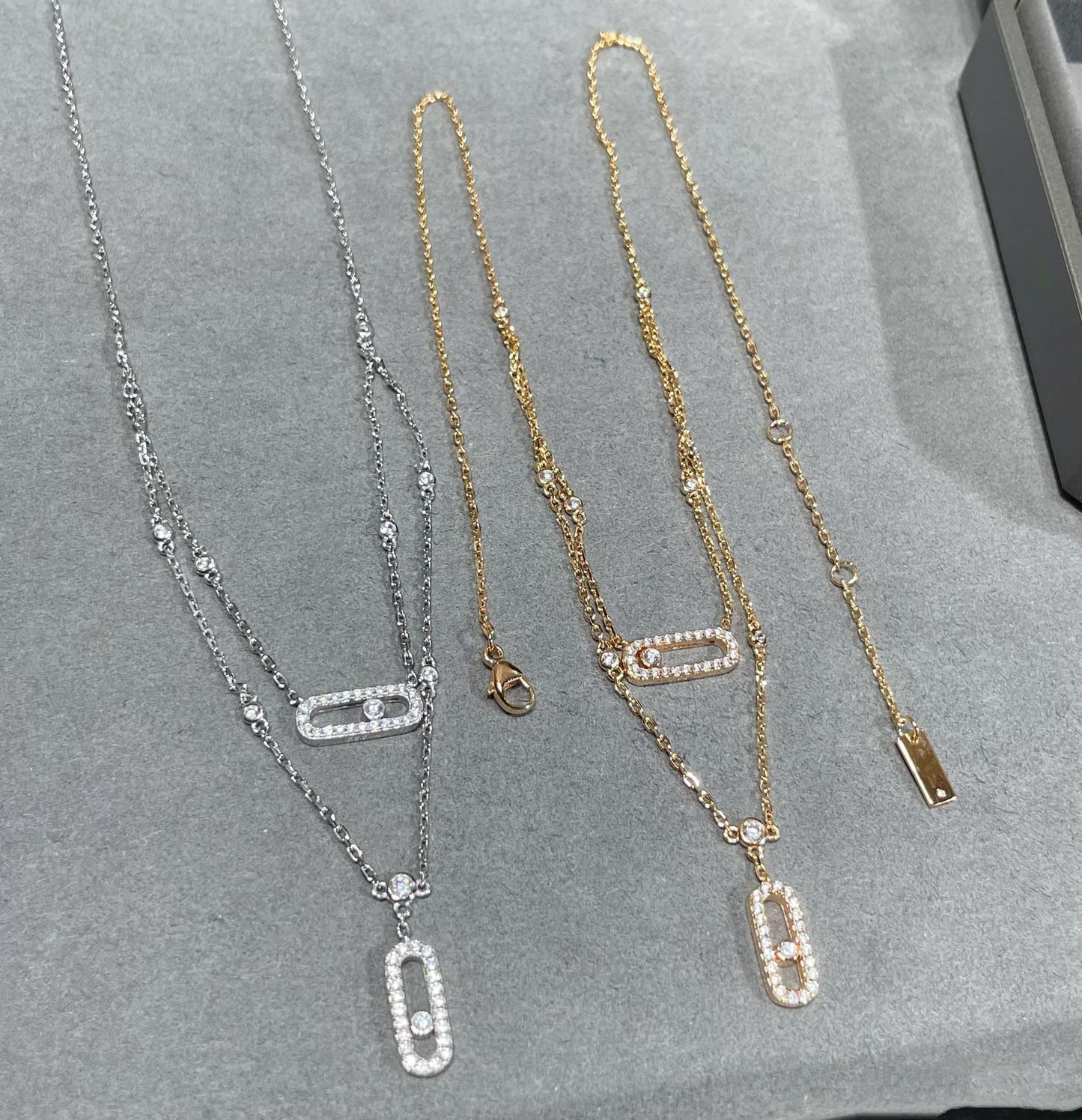 [Panda Jewelry]MOVE 2 ROW DIAMOND NECKLACE