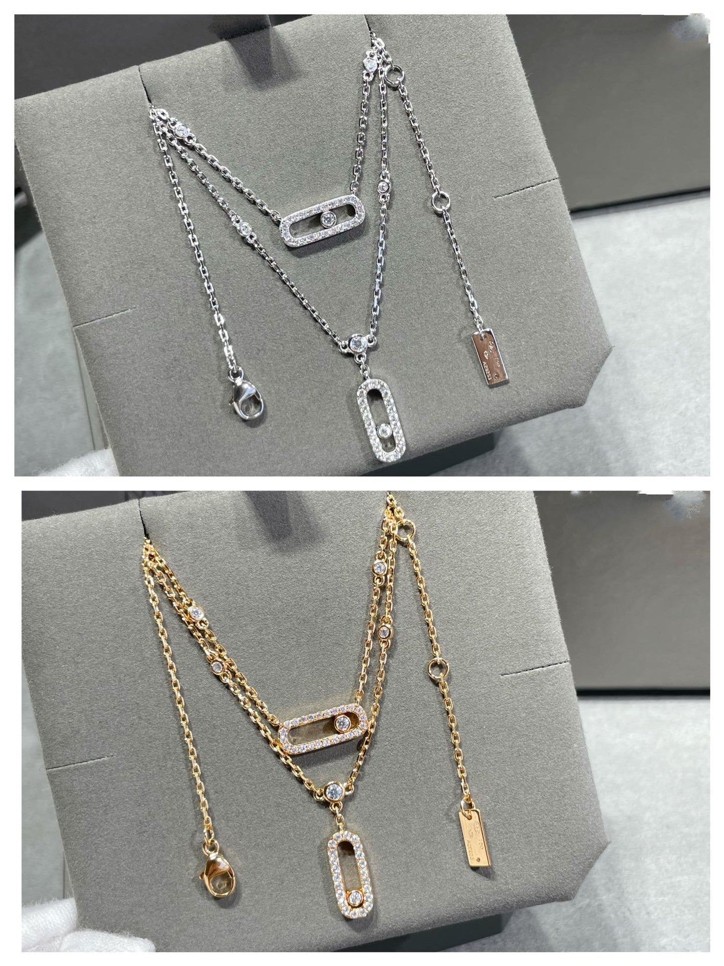 [Panda Jewelry]MOVE 2 ROW DIAMOND NECKLACE