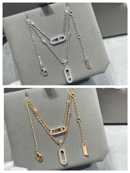 [Panda Jewelry]MOVE 2 ROW DIAMOND NECKLACE
