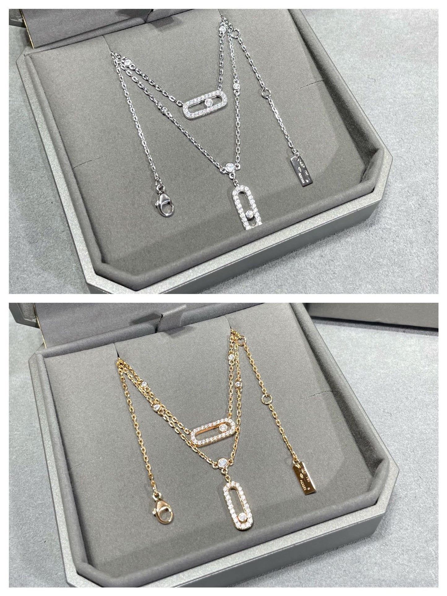 [Panda Jewelry]MOVE 2 ROW DIAMOND NECKLACE