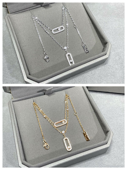 [Panda Jewelry]MOVE 2 ROW DIAMOND NECKLACE