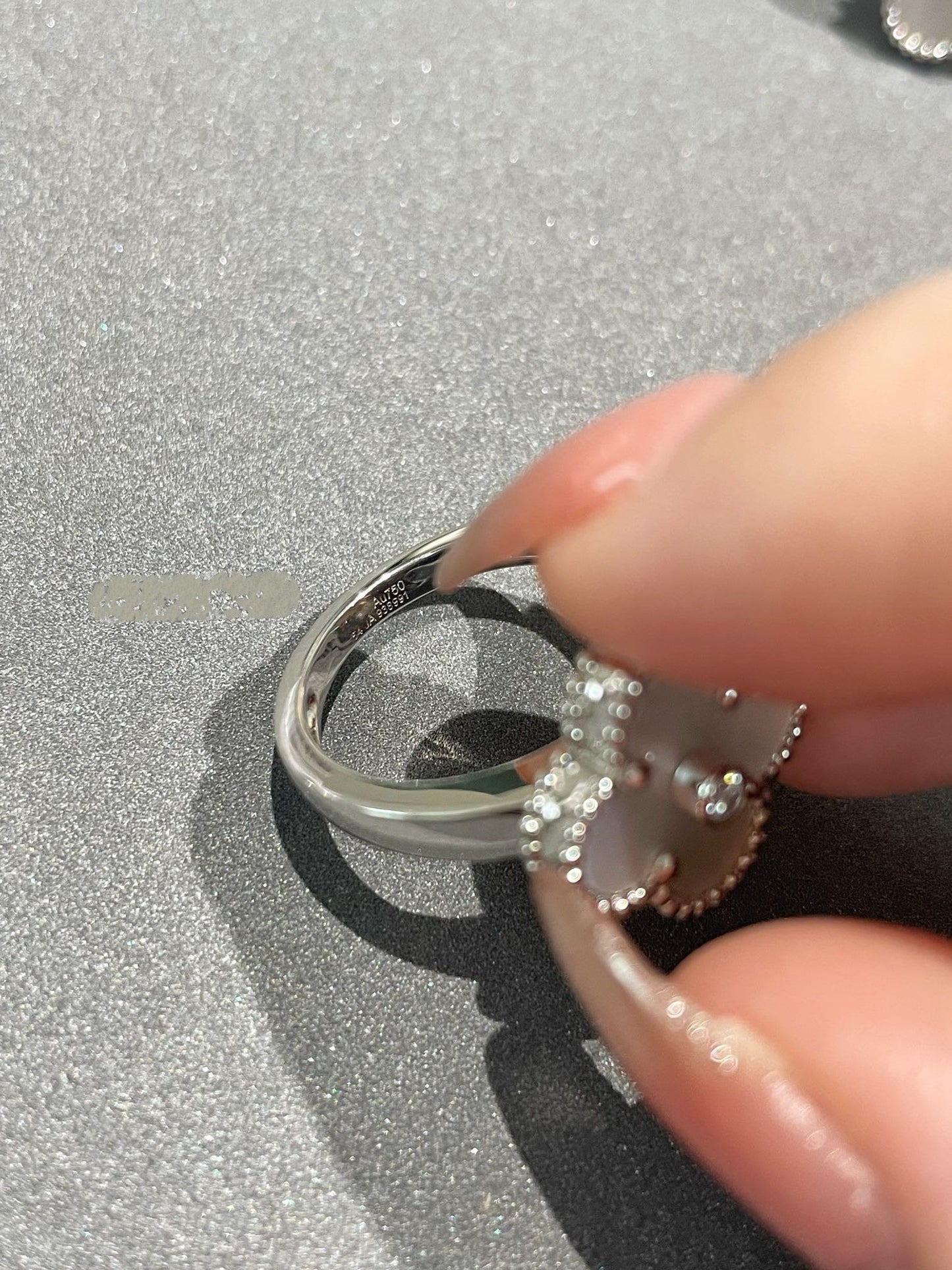 [Panda Jewelry]CLOVER SILVER MOP DIAMOND RING