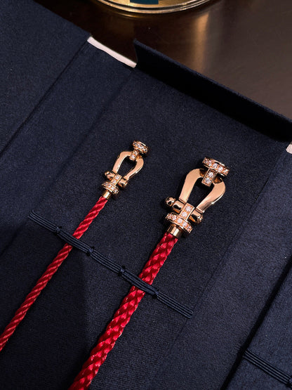 [Panda Jewelry]FORCE 10 HALF DIAMOND PINK GOLD RED CORDERI LARGE AND MEDIUM MODEL