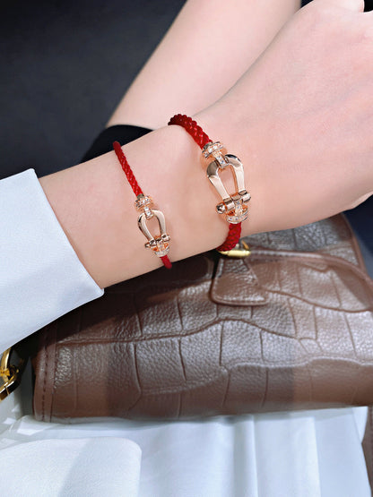 [Panda Jewelry]FORCE 10 HALF DIAMOND PINK GOLD RED CORDERI LARGE AND MEDIUM MODEL