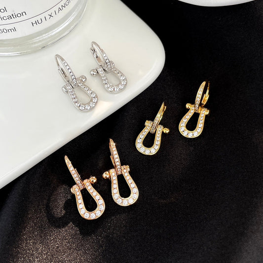 [Panda Jewelry]FORCE 10 FULL DIAMOND DROP EARRINGS MEDIUM MODEL