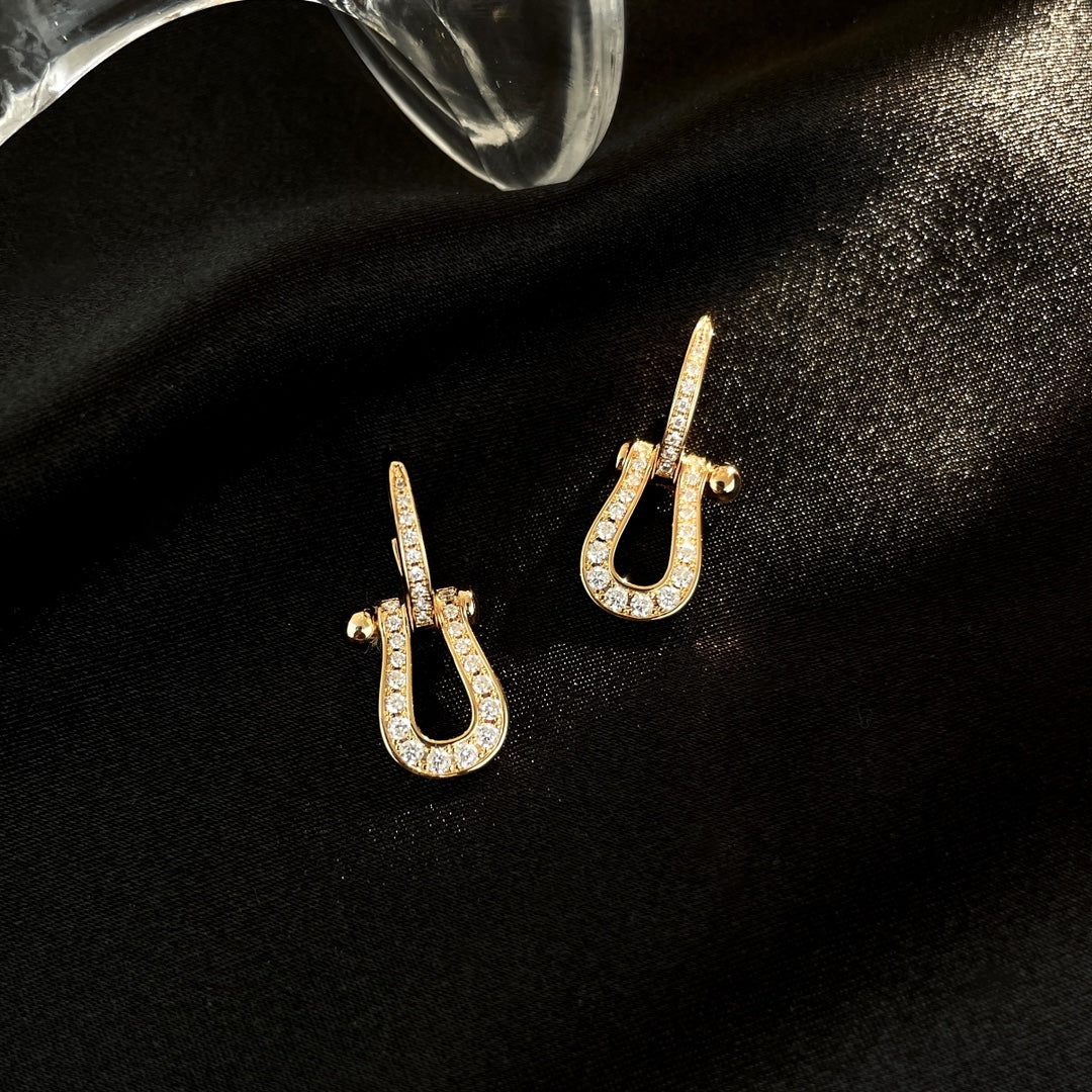 [Panda Jewelry]FORCE 10 FULL DIAMOND DROP EARRINGS MEDIUM MODEL
