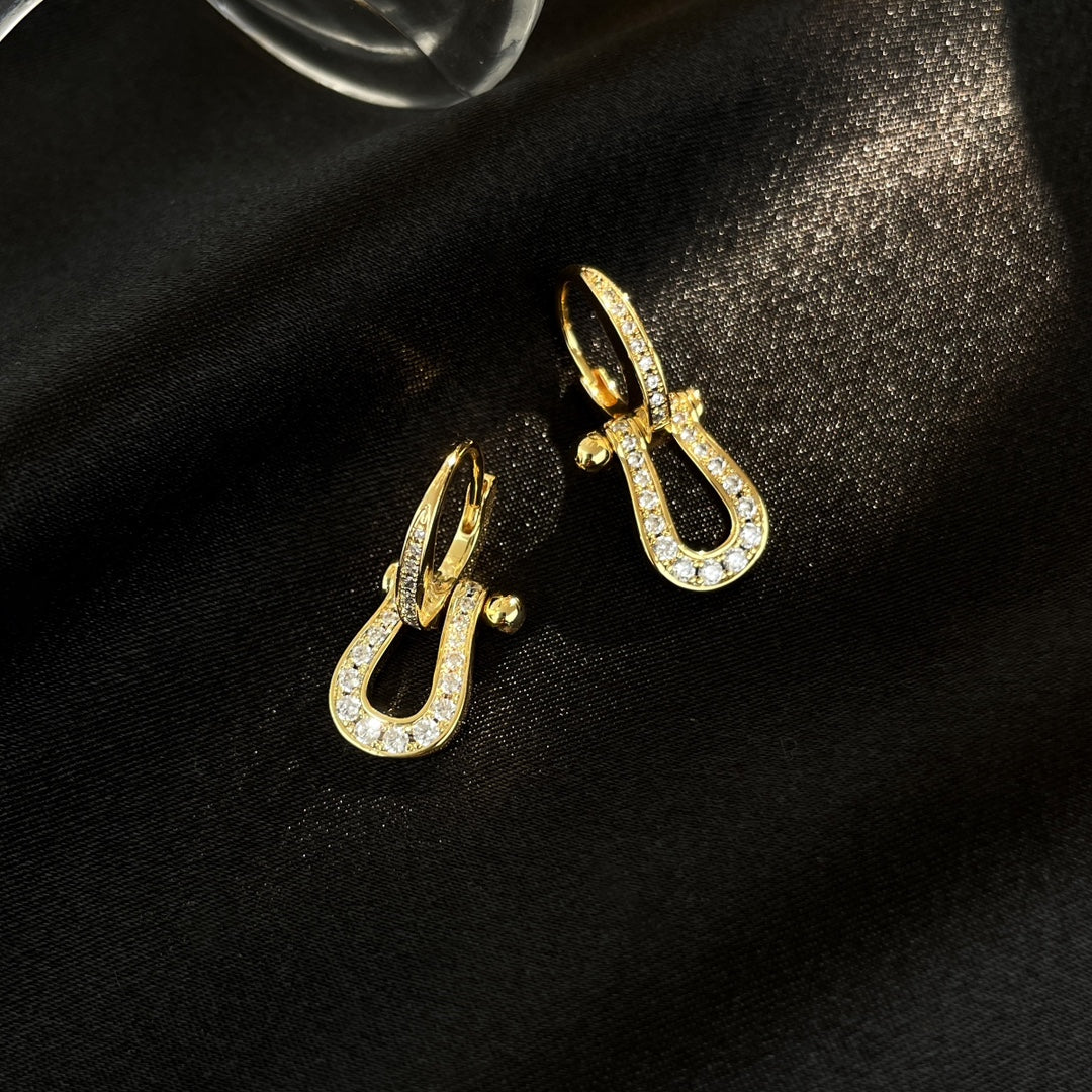 [Panda Jewelry]FORCE 10 FULL DIAMOND DROP EARRINGS MEDIUM MODEL