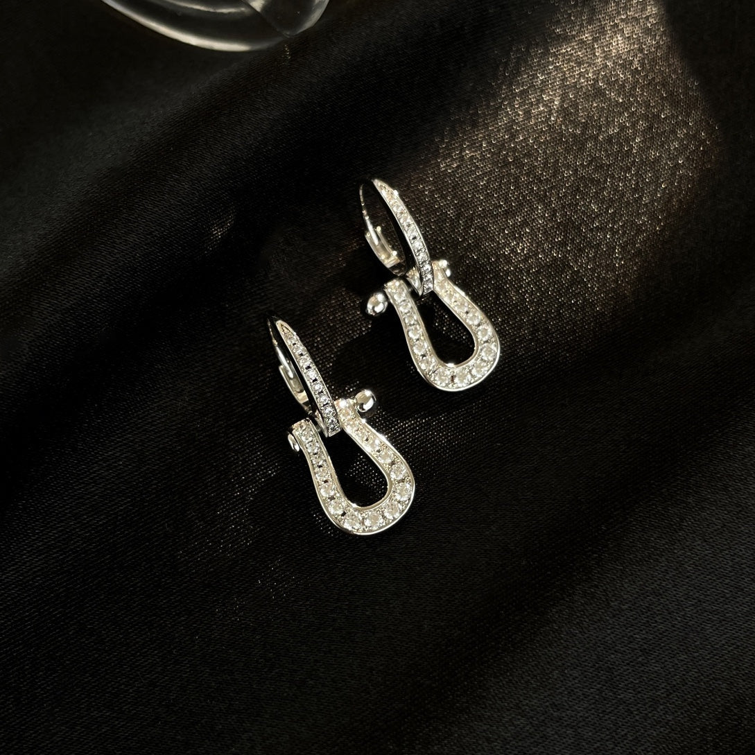 [Panda Jewelry]FORCE 10 FULL DIAMOND DROP EARRINGS MEDIUM MODEL
