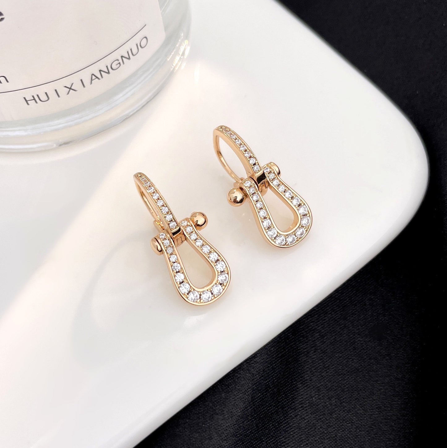 [Panda Jewelry]FORCE 10 FULL DIAMOND DROP EARRINGS MEDIUM MODEL