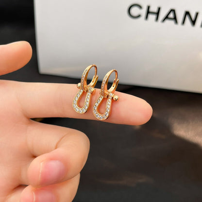 [Panda Jewelry]FORCE 10 FULL DIAMOND DROP EARRINGS MEDIUM MODEL