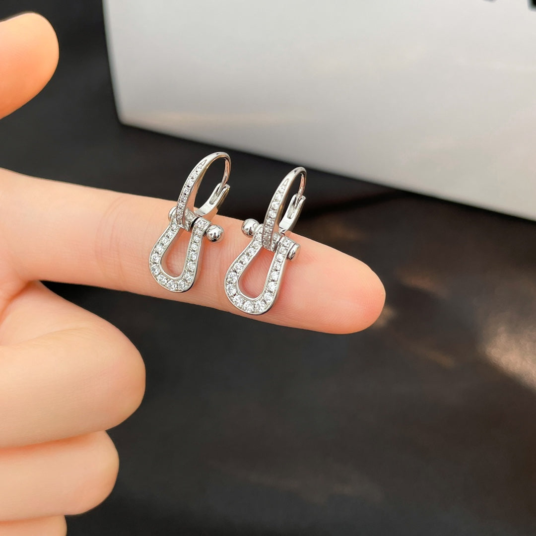 [Panda Jewelry]FORCE 10 FULL DIAMOND DROP EARRINGS MEDIUM MODEL