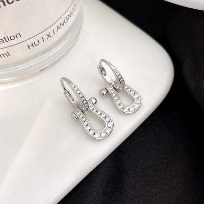 [Panda Jewelry]FORCE 10 FULL DIAMOND DROP EARRINGS MEDIUM MODEL