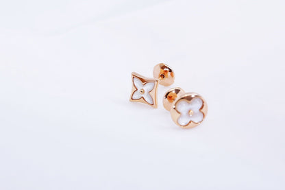 [Panda Jewelry]STAR AND SUN PINK GOLD MOP STUD EARRINGS
