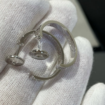 [Panda Jewelry]LOVE DIAMOND SILVER HOOP EARRINGS