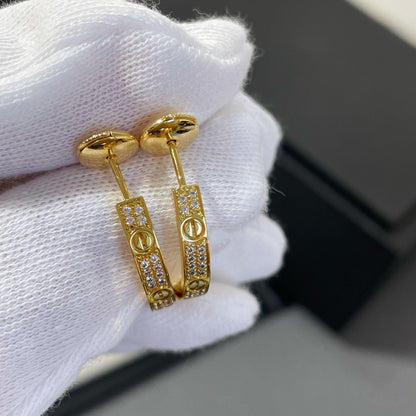 [Panda Jewelry]LOVE DIAMOND GOLD HOOP EARRINGS