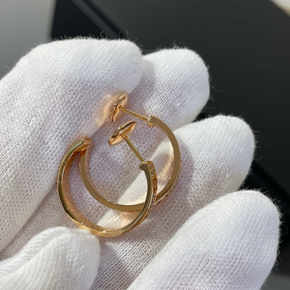 [Panda Jewelry]LOVE DIAMOND PINK GOLD HOOP EARRINGS