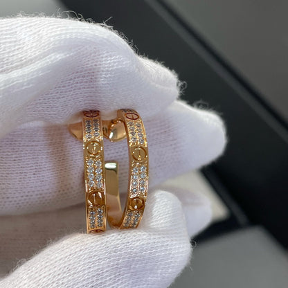[Panda Jewelry]LOVE DIAMOND PINK GOLD HOOP EARRINGS