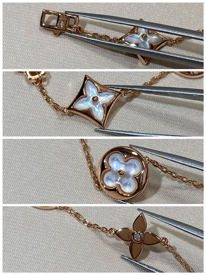 [Panda Jewelry]STAR AND SUN 5 MOTIF MOP PINK GOLD BRACELET