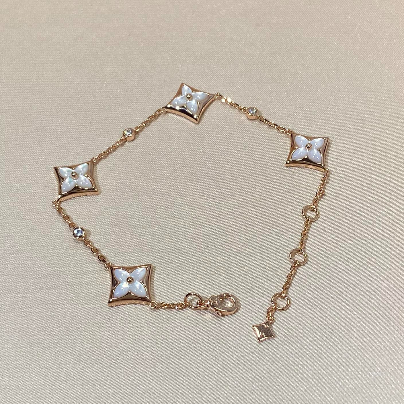 [Panda Jewelry]STAR 4 MOTIF MOP DIAMOND PINK GOLD BRACELET