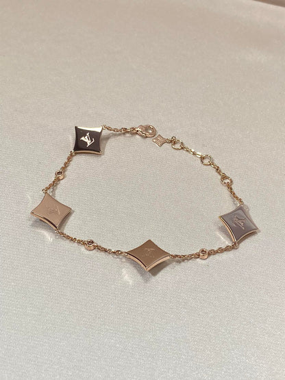 [Panda Jewelry]STAR 4 MOTIF MOP DIAMOND PINK GOLD BRACELET