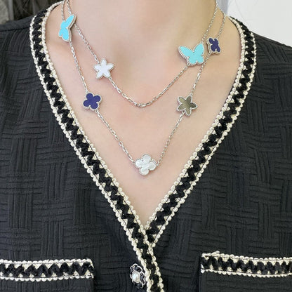 [Panda Jewelry]LUCKY CLOVER SILVER 11 MOTIF NECKLACE
