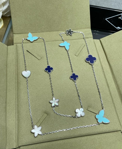 [Panda Jewelry]LUCKY CLOVER SILVER 11 MOTIF NECKLACE