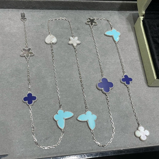 [Panda Jewelry]LUCKY CLOVER SILVER 11 MOTIF NECKLACE