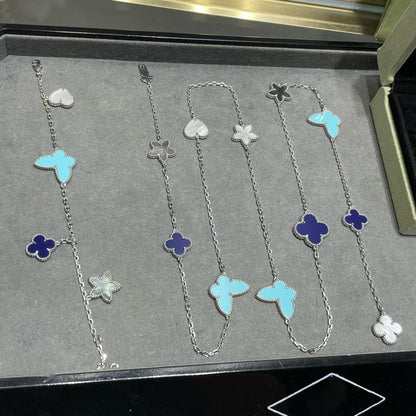 [Panda Jewelry]LUCKY CLOVER SILVER 11 MOTIF NECKLACE