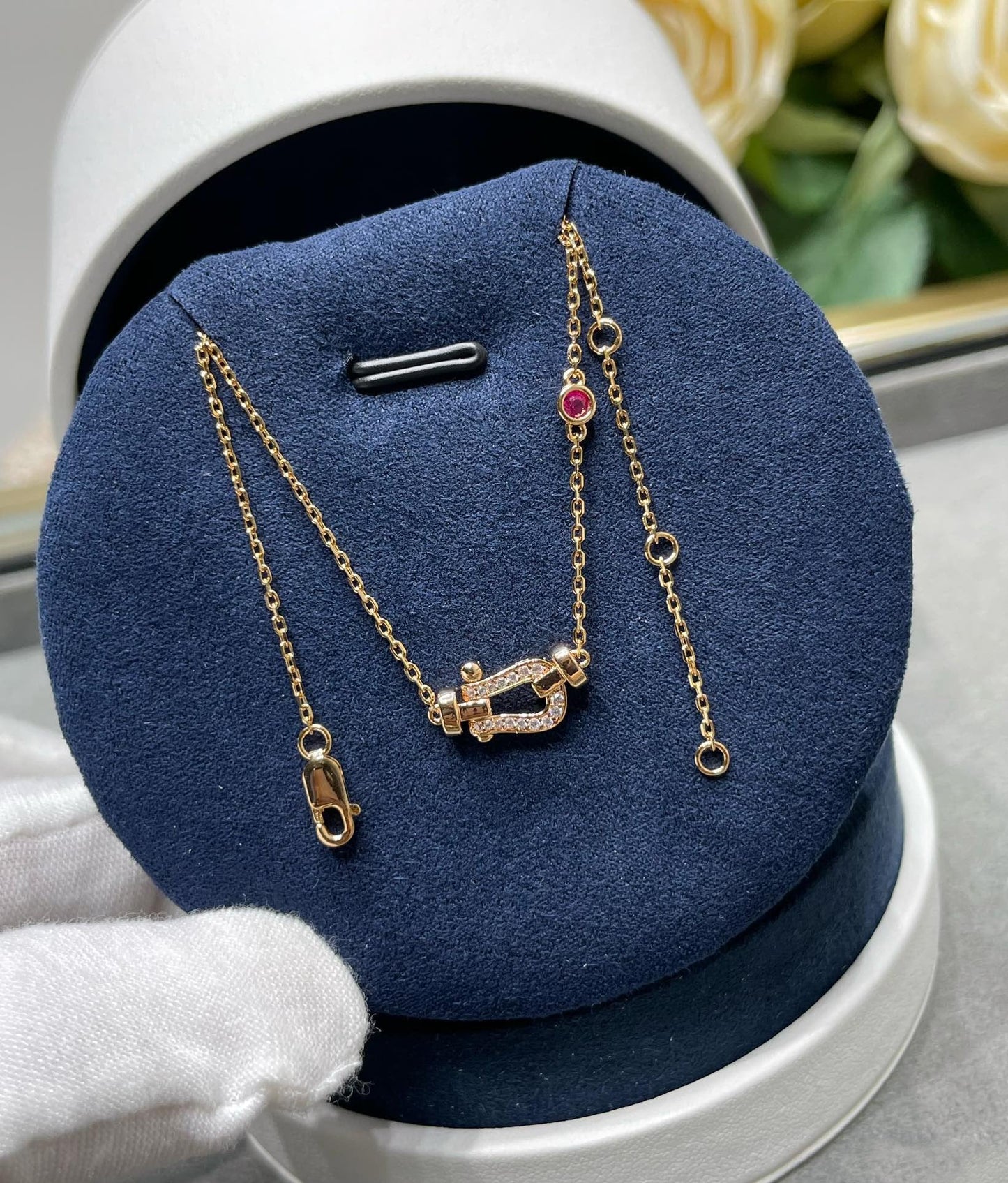 [Panda Jewelry]FORCE 10 DIAMOND PINK GOLD NECKLACE