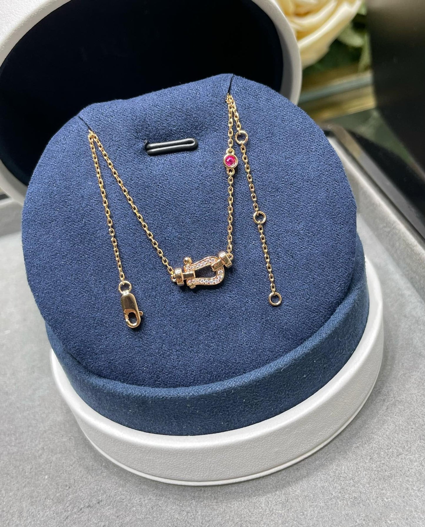 [Panda Jewelry]FORCE 10 DIAMOND PINK GOLD NECKLACE