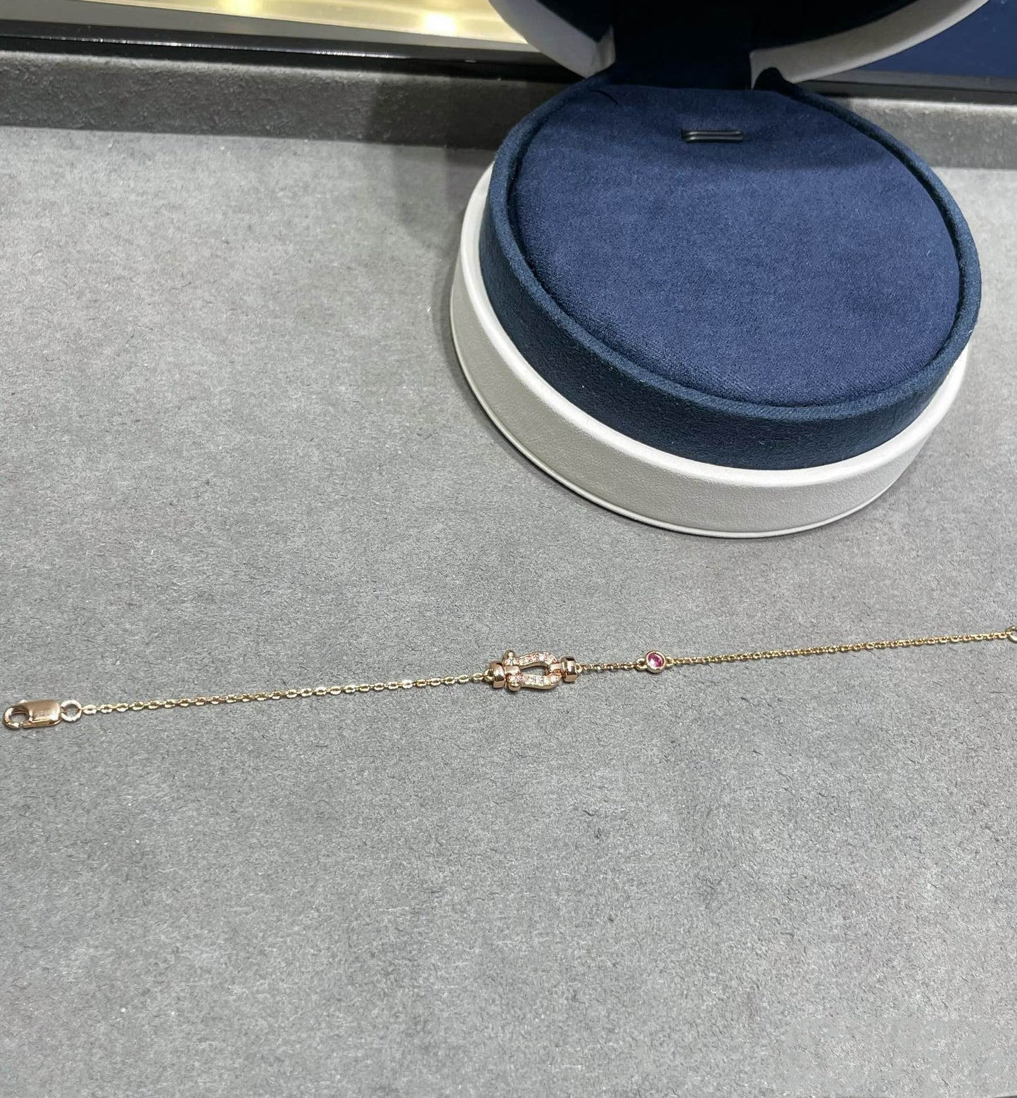 [Panda Jewelry]FORCE 10 DIAMOND CHAIN LINK PINK GOLD BRACELET