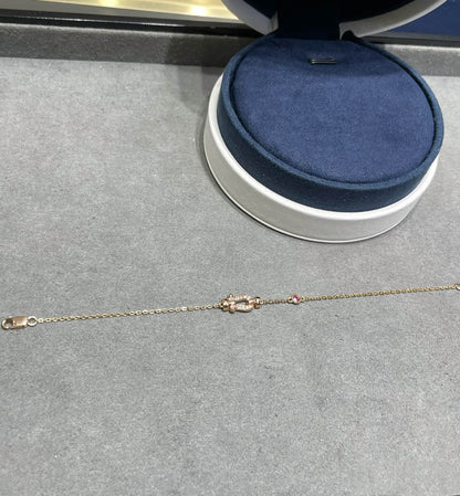 [Panda Jewelry]FORCE 10 DIAMOND CHAIN LINK PINK GOLD BRACELET
