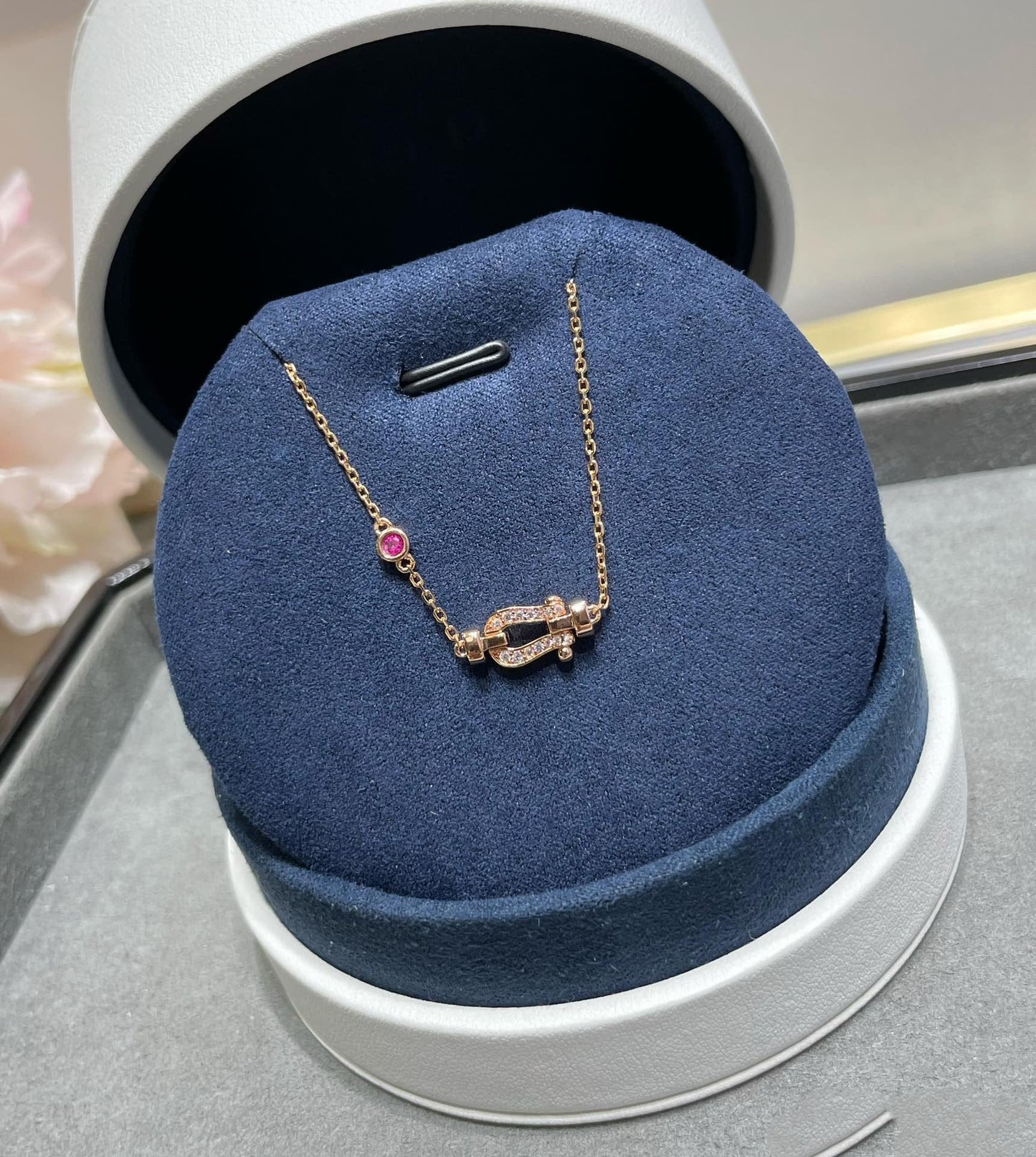 [Panda Jewelry]FORCE 10 DIAMOND CHAIN LINK PINK GOLD BRACELET