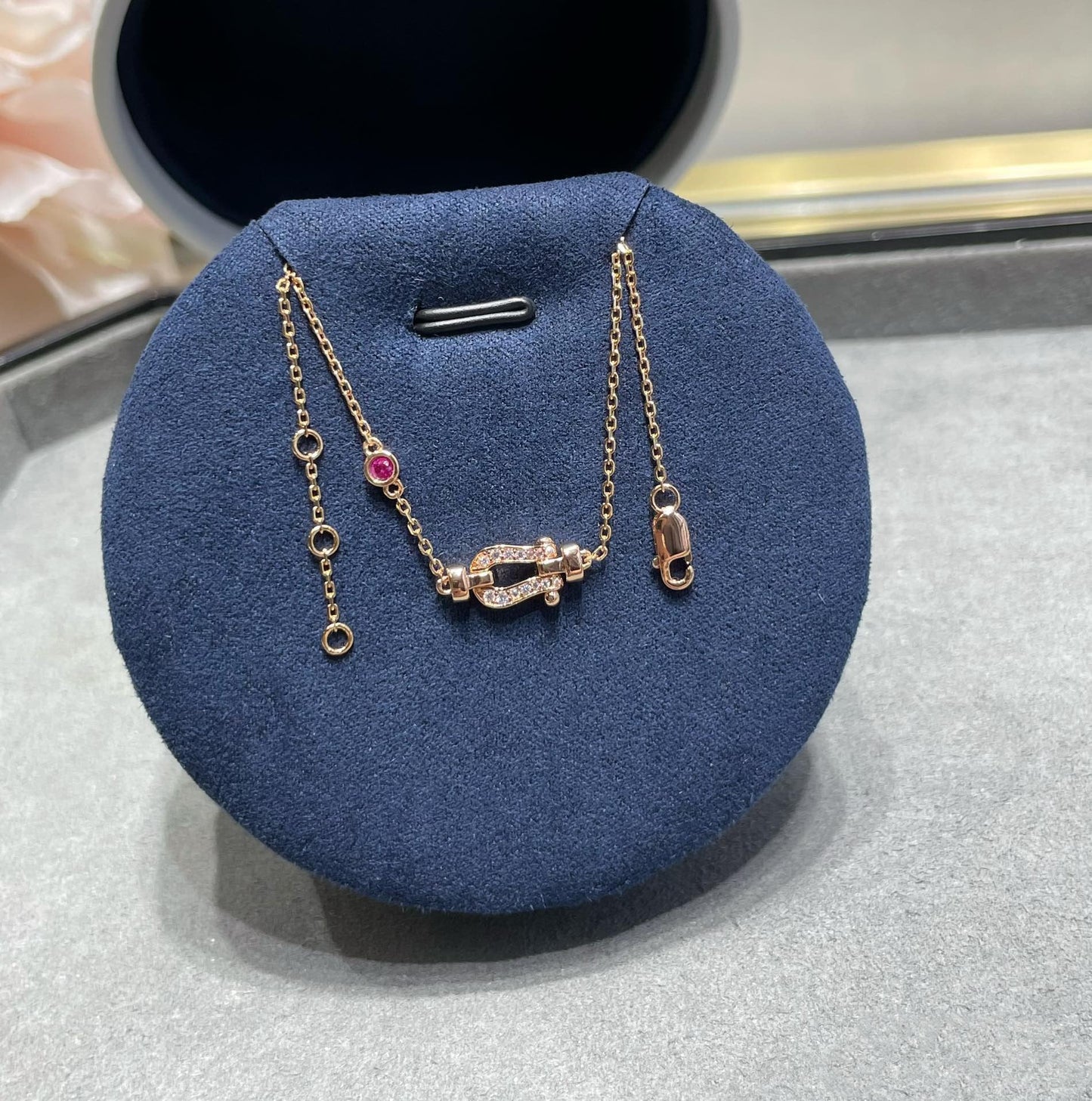 [Panda Jewelry]FORCE 10 DIAMOND CHAIN LINK PINK GOLD BRACELET