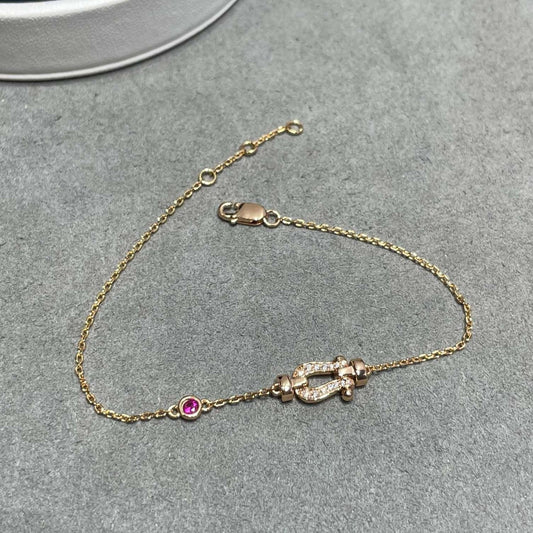 [Panda Jewelry]FORCE 10 DIAMOND CHAIN LINK PINK GOLD BRACELET