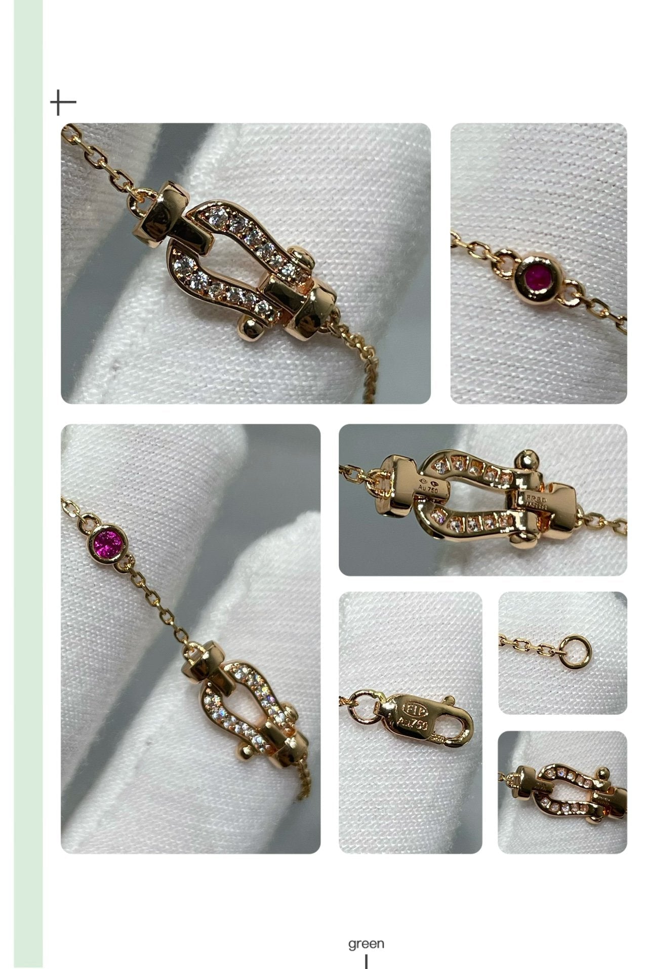 [Panda Jewelry]FORCE 10 DIAMOND CHAIN LINK PINK GOLD BRACELET