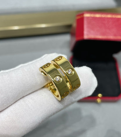 [Panda Jewelry]LOVE 5.5MM 1 DIAMOND EARRINGS