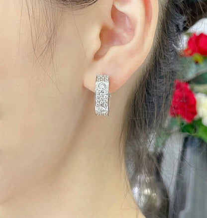 [Panda Jewelry]LOVE 5.5MM DIAMOND PAVED EARRINGS