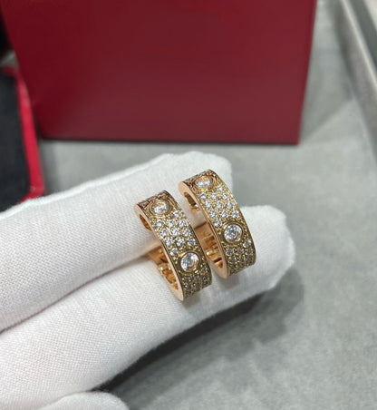[Panda Jewelry]LOVE 5.5MM DIAMOND PAVED EARRINGS