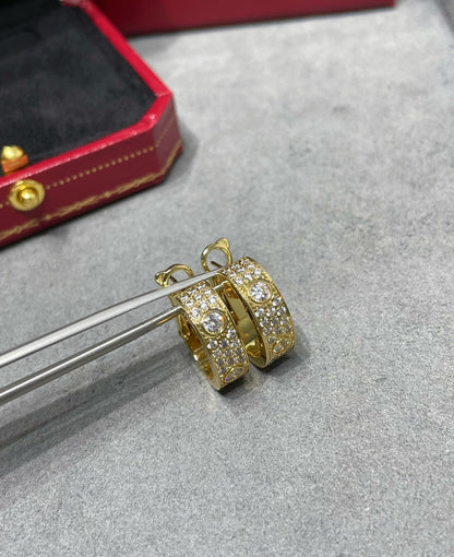 [Panda Jewelry]LOVE 5.5MM DIAMOND PAVED EARRINGS