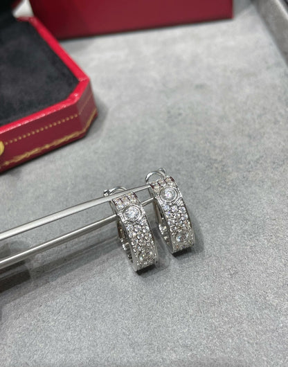 [Panda Jewelry]LOVE 5.5MM DIAMOND PAVED EARRINGS
