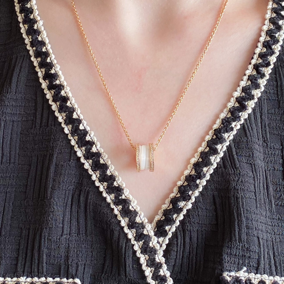 [Panda Jewelry]ZERO 1 DIAMOND CERAMIC NECKLACE