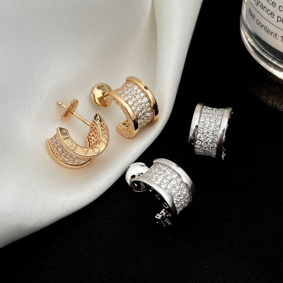 [Panda Jewelry]ZERO 1 DIAMOND PAVED EARRINGS