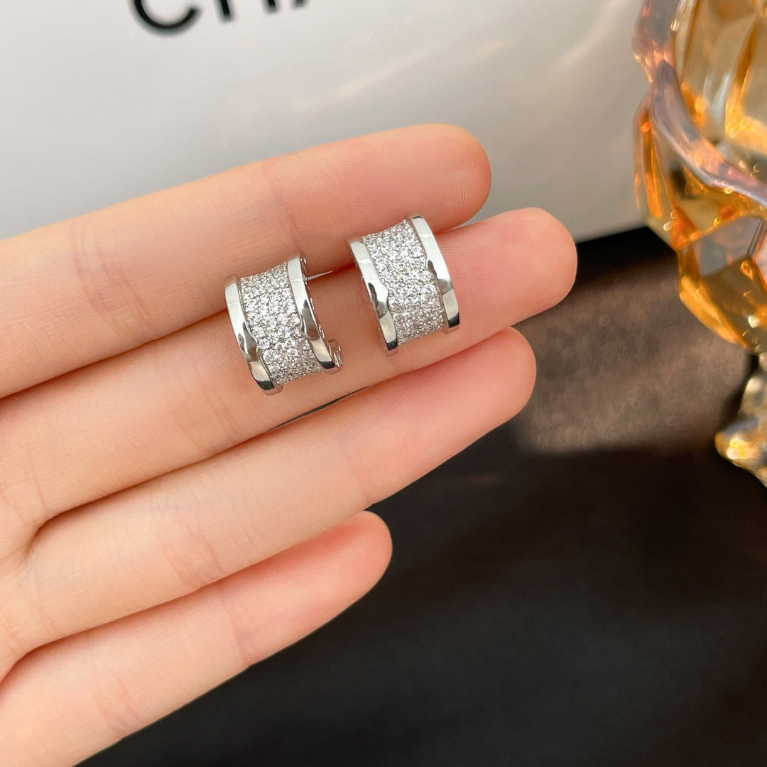 [Panda Jewelry]ZERO 1 DIAMOND PAVED EARRINGS