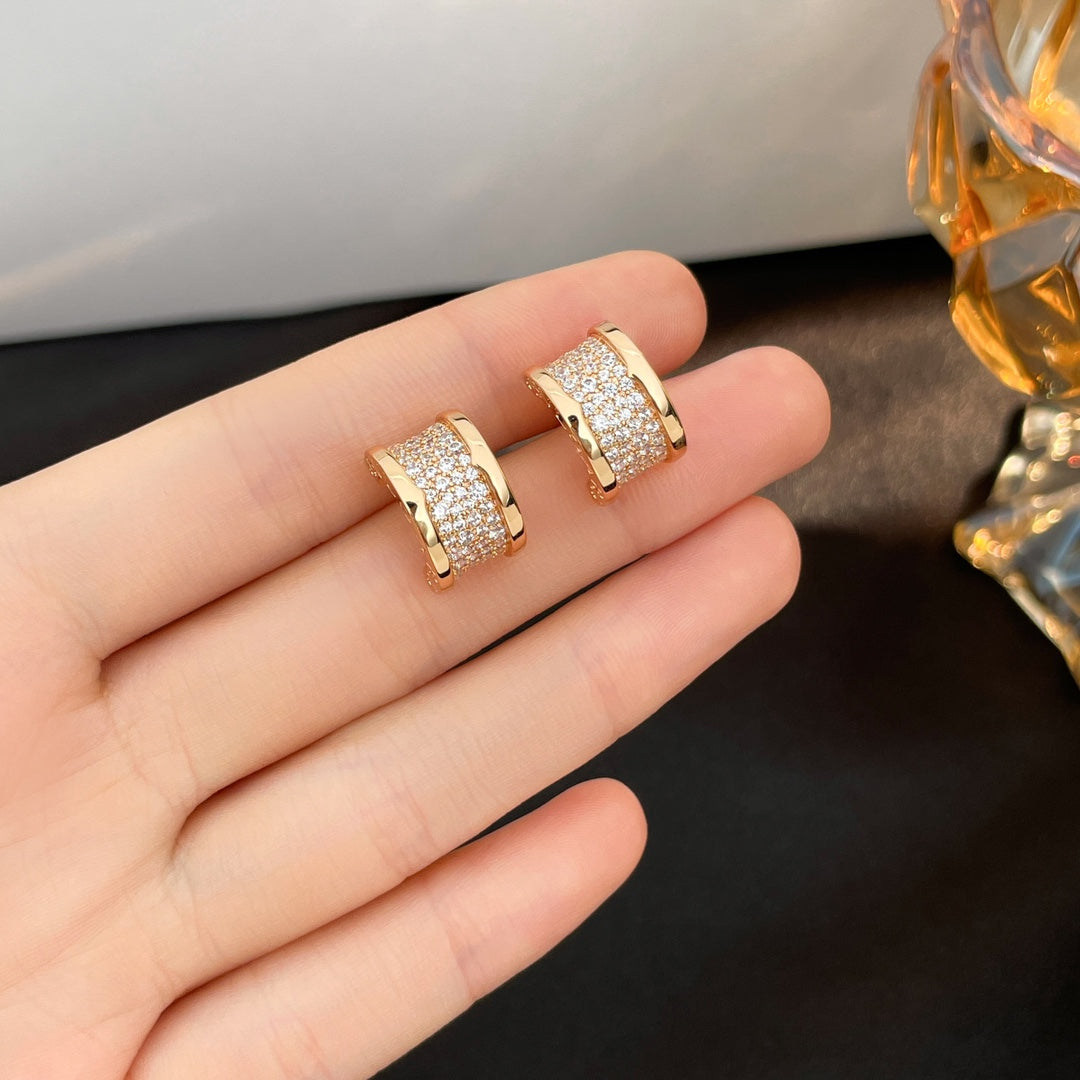 [Panda Jewelry]ZERO 1 DIAMOND PAVED EARRINGS