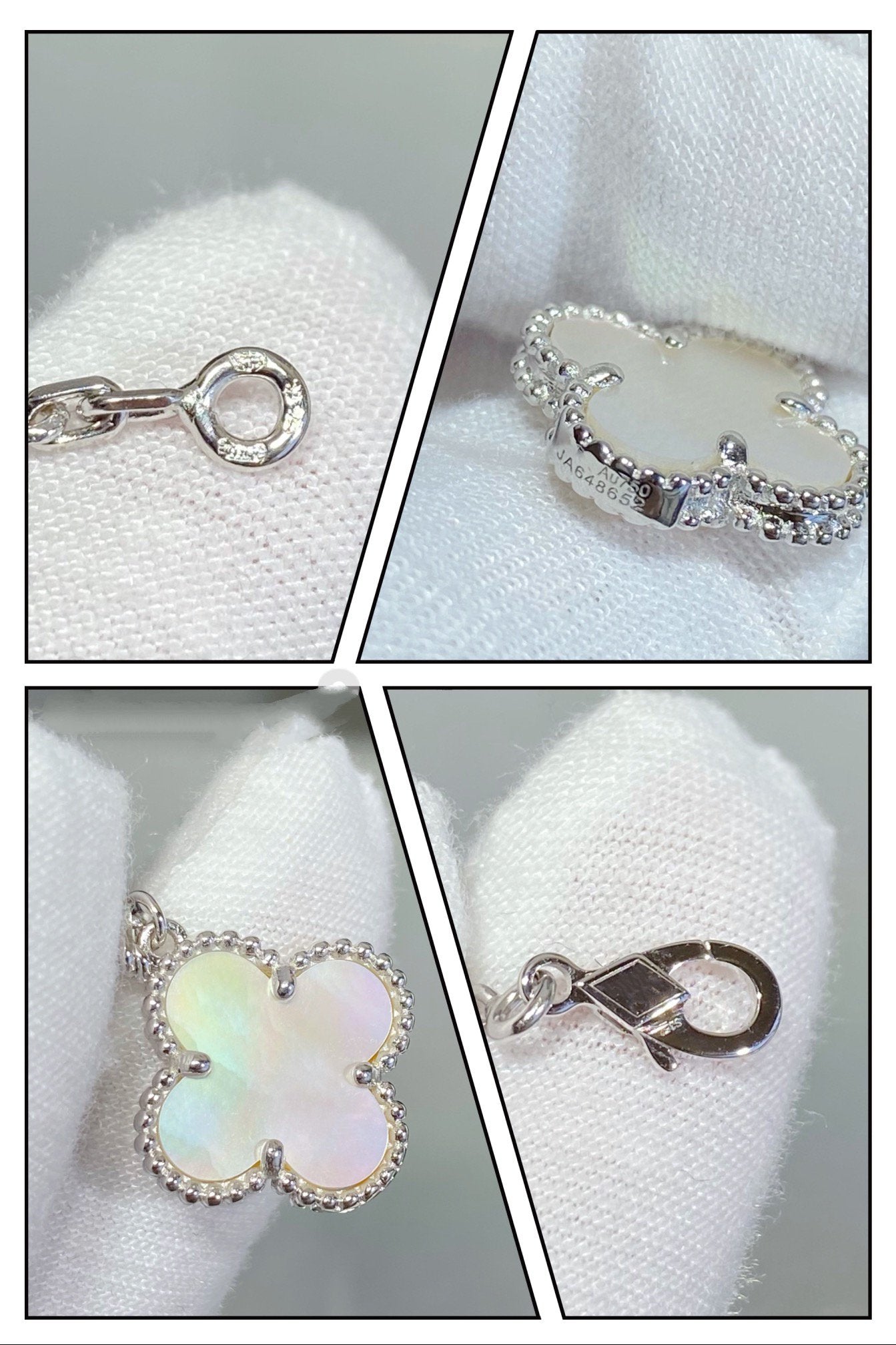 [Panda Jewelry]CLOVER 5 MOTIF WHITE MOP SILVER BRACELET