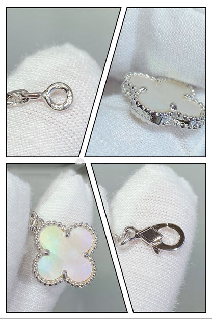 [Panda Jewelry]CLOVER 5 MOTIF WHITE MOP SILVER BRACELET